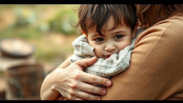 Over 600 million children exposed to violence at home, close-up child embrace