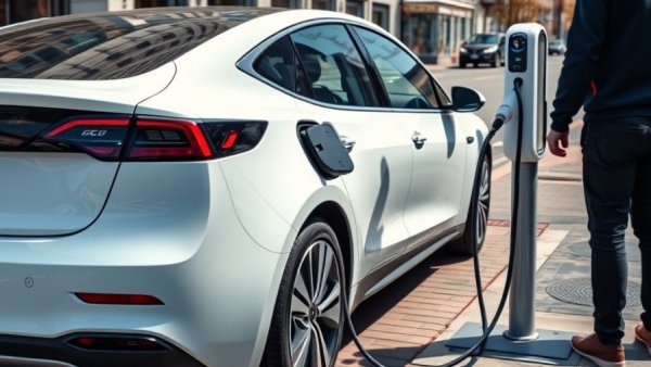 White electric car charging at station, ERE certificaten.