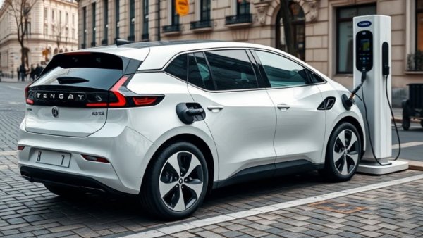 Electric car charging at station, linked to ERE-certificates for electric charging