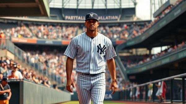 Yankees player confidently walking in stadium, Yankees Bellinger vs Tucker