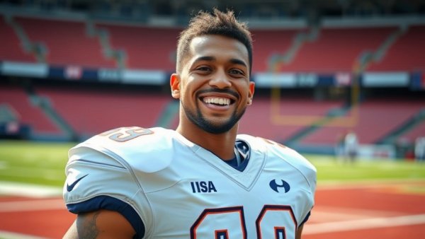 Dante Moore NFL Draft Decision: Athlete smiling in a football stadium.