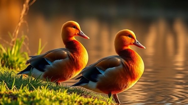 Ruddy shelducks by a pond highlighting sustainability initiatives Netherlands