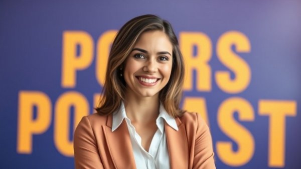 Podcast banner featuring professional woman, work life balance in healthcare discussion.