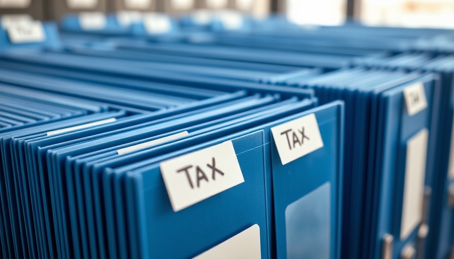 Organized blue file folders for tax document storage.