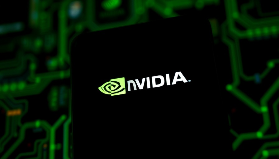 Nvidia logo on smartphone showcasing tech focus in low light.