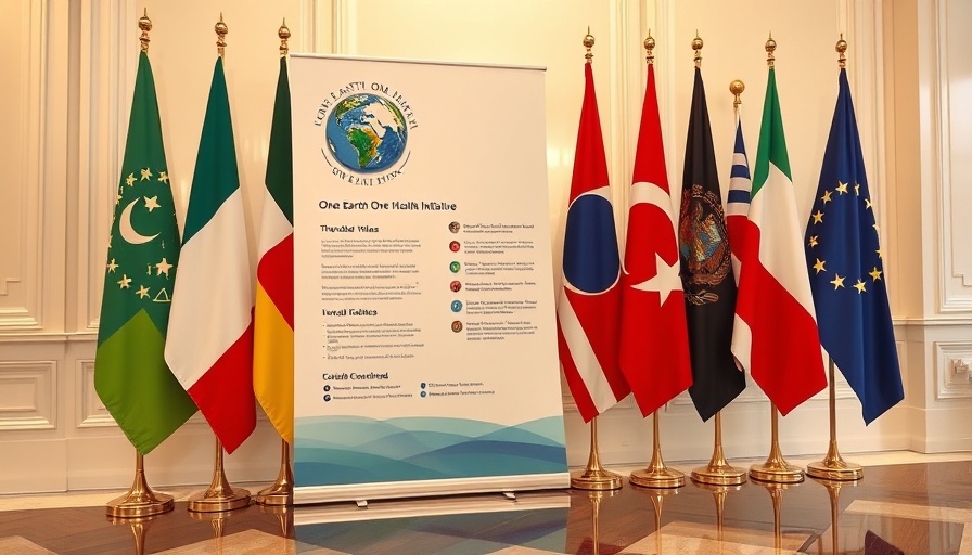 One Earth One Health Initiative banner at embassy event.