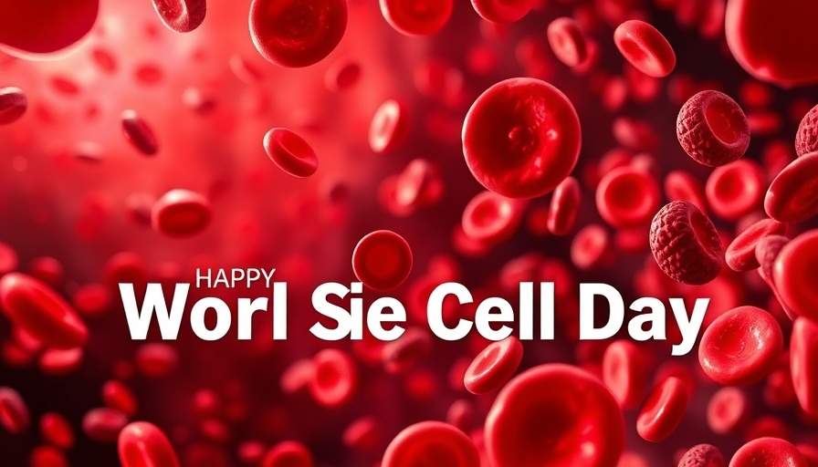 Awareness for World Sickle Cell Day with red blood cells illustration.