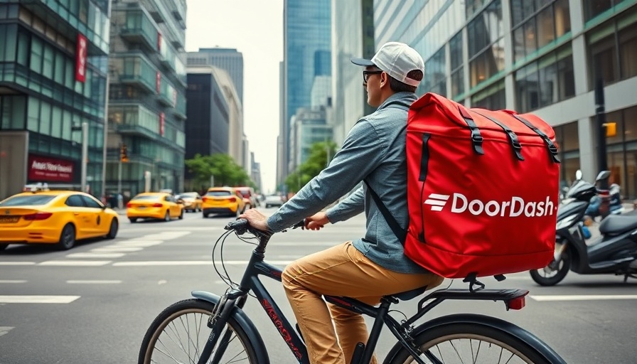 DoorDash cyclist in city street during daylight