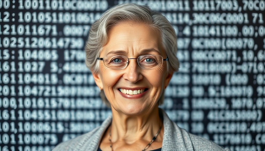 Confident woman in front of code background, representing Monetizing Data With AI.