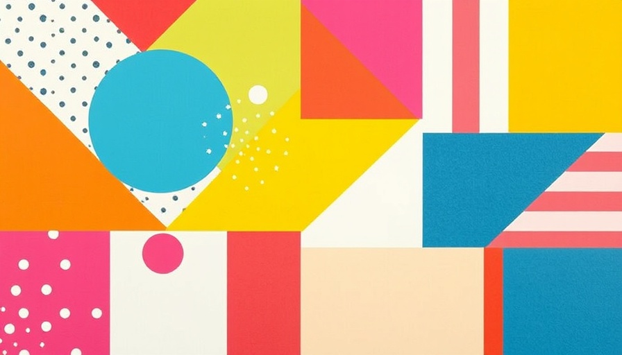 Colorful geometric abstract design with vivid shapes.