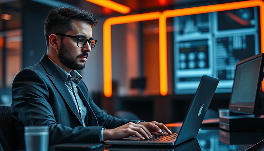 Black professional working on laptop in modern 2025 office.