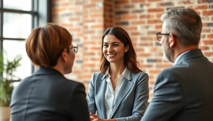 Confident advisor discussing wealth management differences with clients