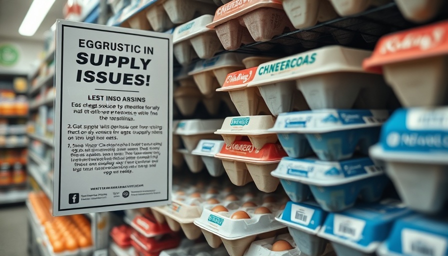 Egg supply notice on shelf indicates price gouging due to bird flu outbreak.