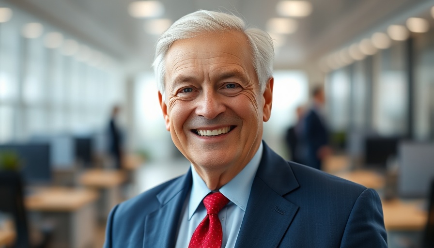 Smiling man in blue suit with red tie for Jose Antonio Álvarez Biography.