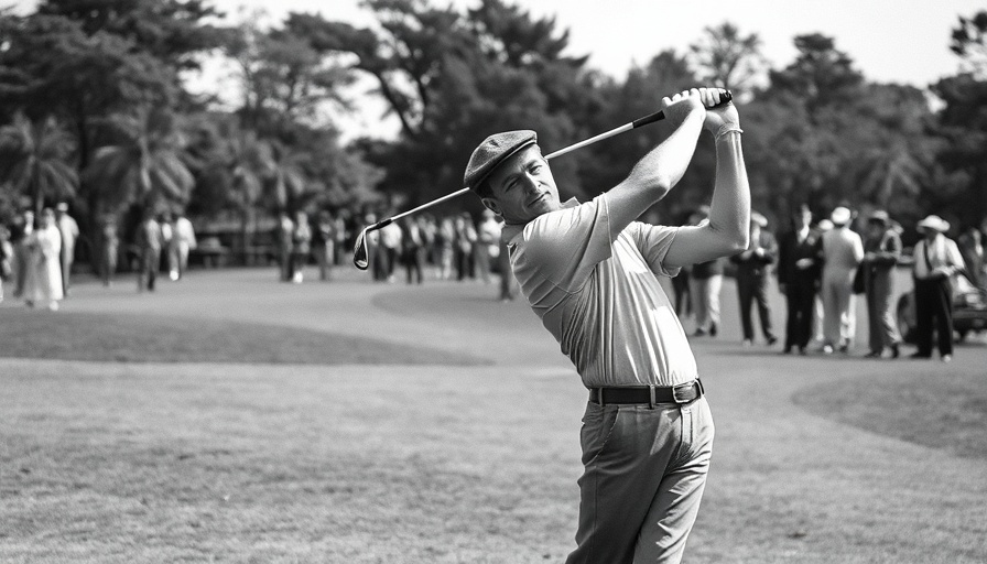 Bobby Cruickshank revival golf club scene with vintage golfer and spectators.