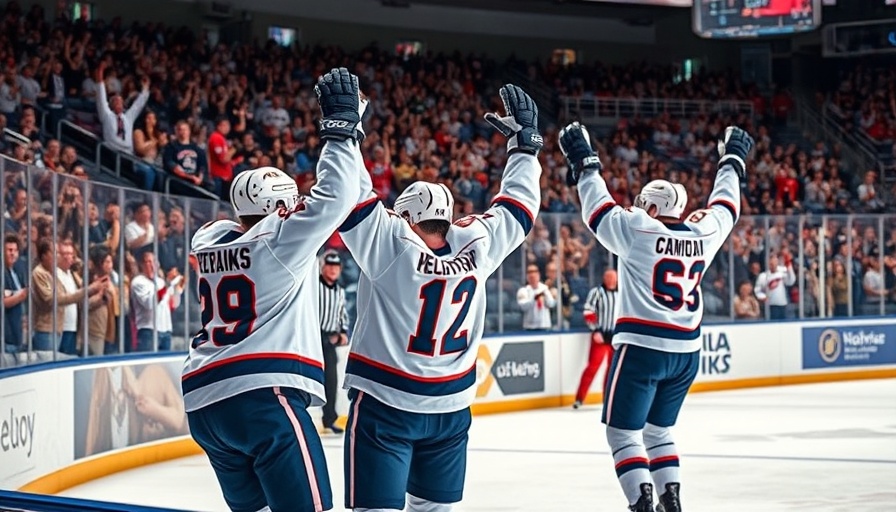 Players celebrate important regular season series at Pegula Ice Arena.