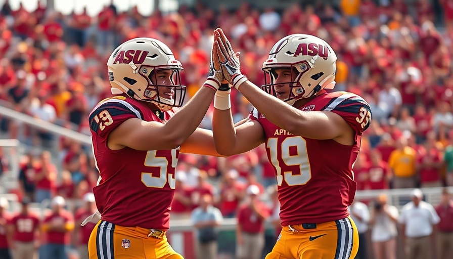 ASU Football players celebrating; ASU Football Returning Production 2025.