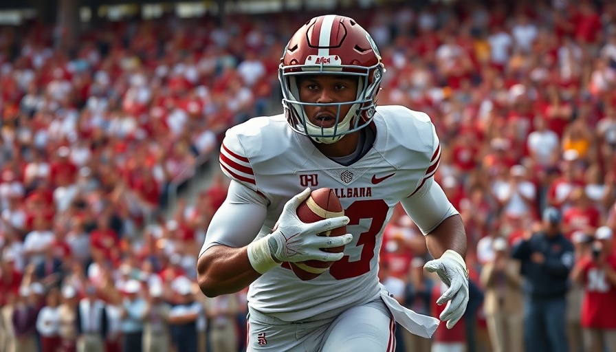 Alabama football player in action against Tennessee, showcasing college football.