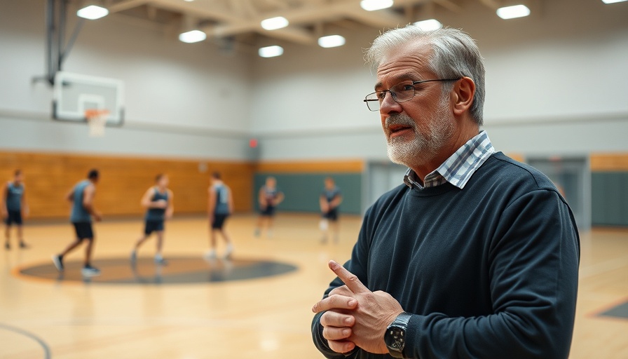 Coach discussing basketball eligibility violations in a gym setting.