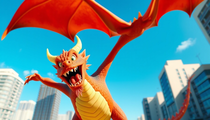 Dynamic dragon creature flying over city in Pokémon Legends: Z-A graphics debate.