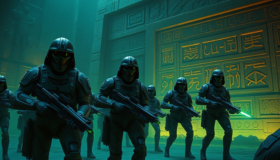 Command & Conquer futuristic soldiers in a mystical green-lit environment.