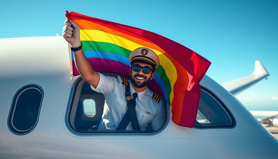 Pilot celebrating Leeds Pride 2025 with rainbow flag.