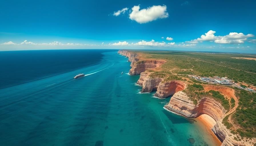 Stunning coastal landscape with clear blue waters and cliffs along Gulf Coast.