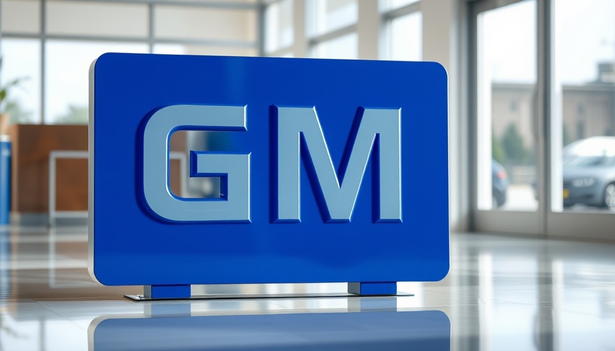 GM logo reflecting on polished floor surface, data privacy theme.