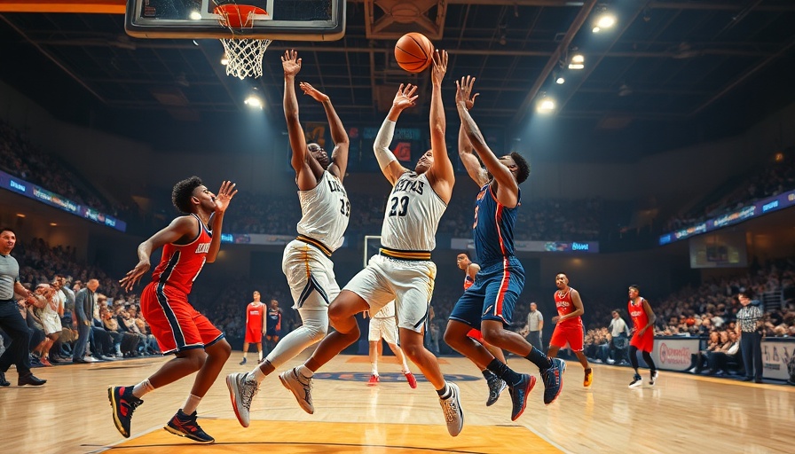 Maryland basketball players in action during a game.