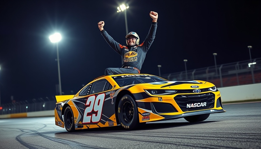 NASCAR Atlanta Race Results: Driver celebrates atop car at finish line.