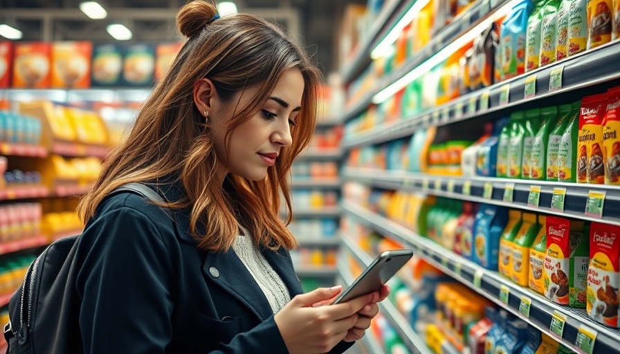 Pet food marketing transparency: woman examining labels in store.