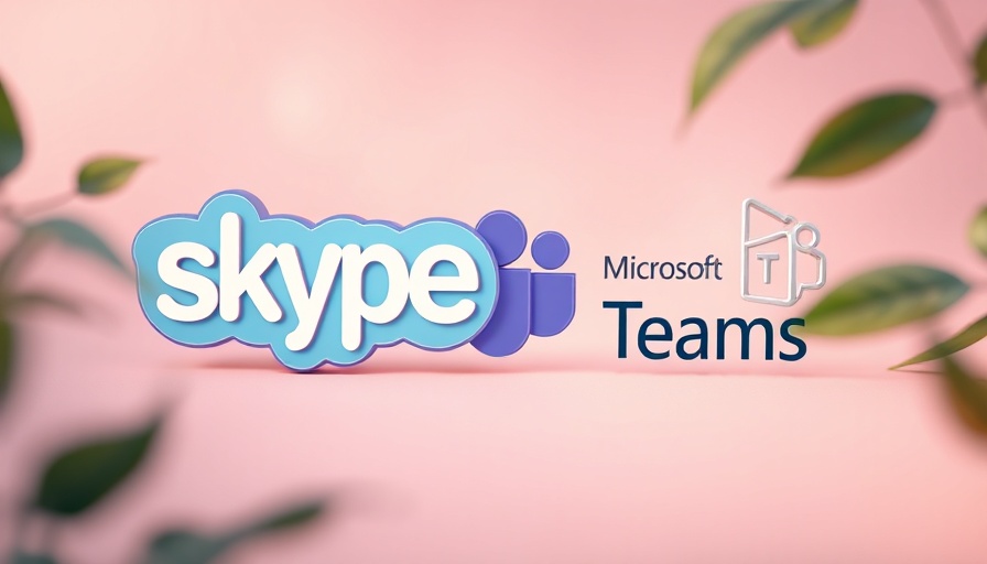 3D logos of Skype and Microsoft Teams symbolizing transition.