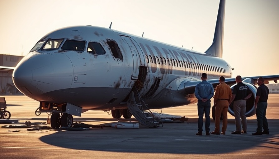 Burnt airplane on tarmac investigated for lithium battery regulations on airplanes.