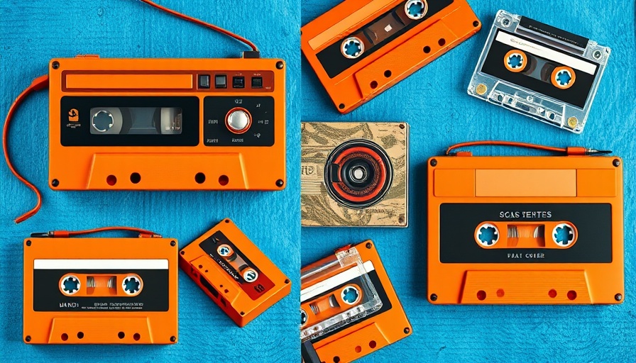 Retro cassette player review; various angles and tapes featured.