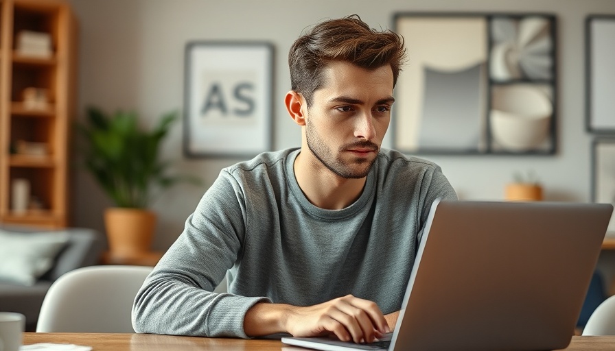 Digital marketing success with a confident man working on a laptop.