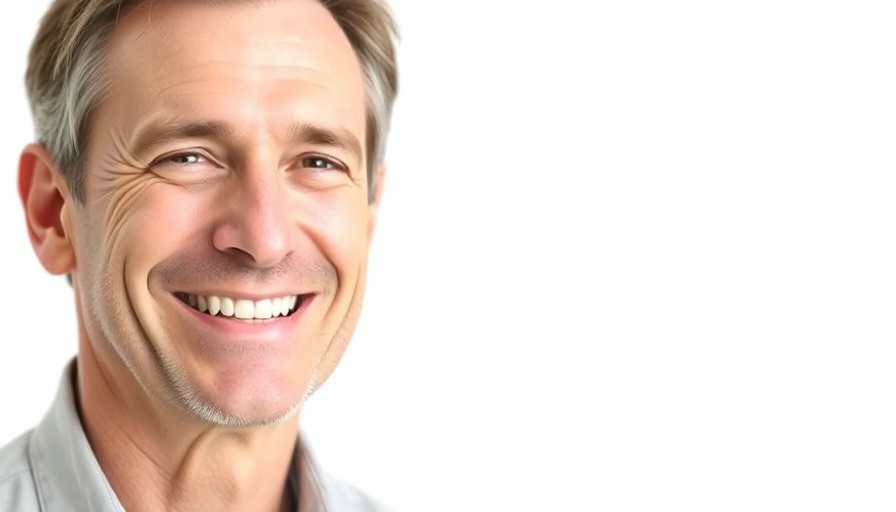 Middle-aged man smiling, symbolizing energy healing's impact on leadership.