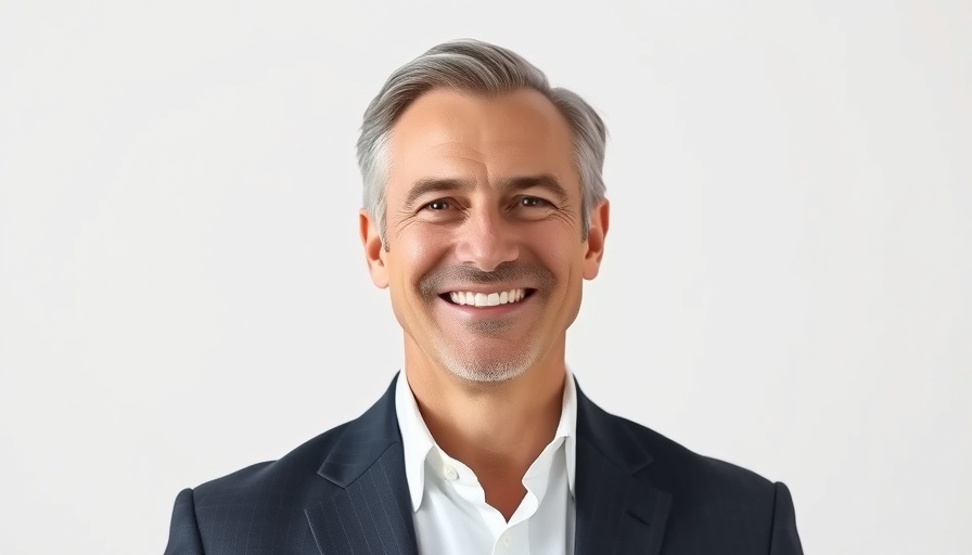 Smiling middle-aged man in suit addressing Bridging Gaps in Healthcare.