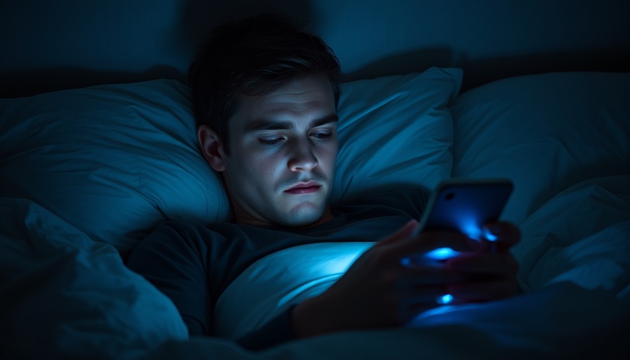 Young man in bed with smartphone, TikTok bedtime procrastination.