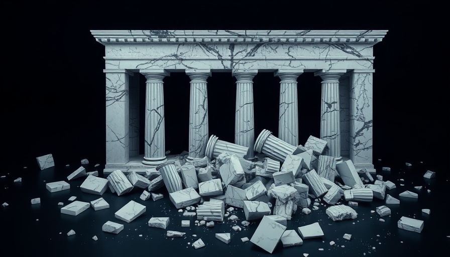 Sculpted marble bank collapse symbolizing bank failure protection strategies