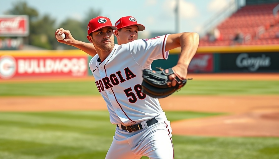 Georgia Bulldogs baseball player pitching, focused and dynamic in action.