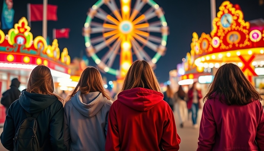 Casual group in amusement park at night, Dangers Facing Female Streamers.