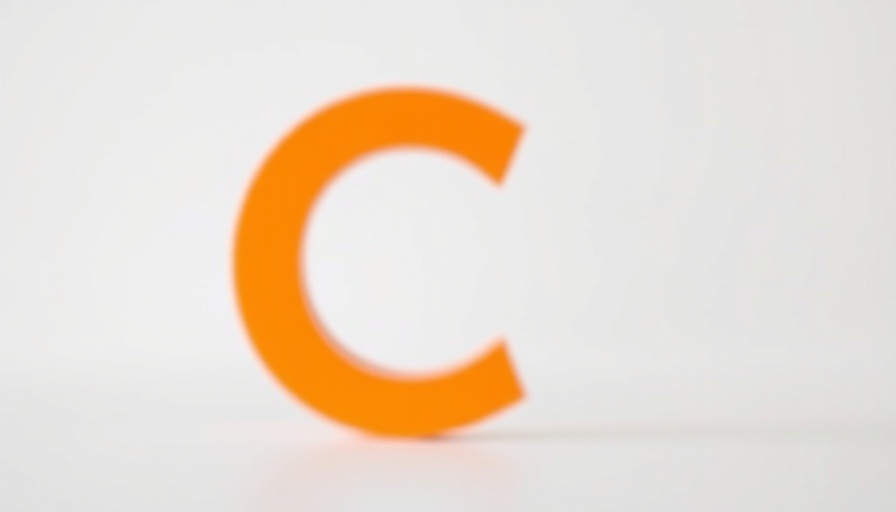 Orange letter C abstract minimalist design.