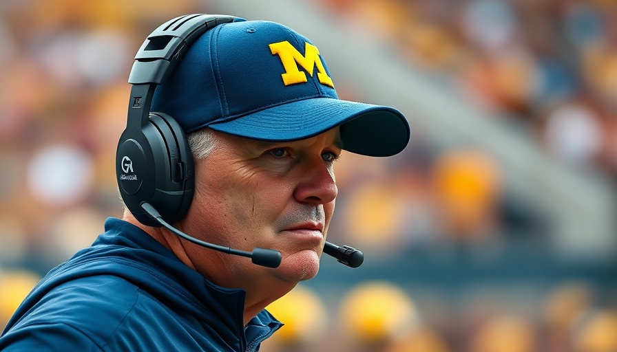 Michigan football coach observing during spring game.