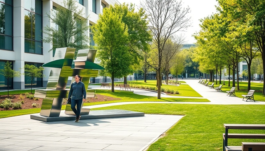 University campus with sculpture, Opioid and Overdose Prevention Session.