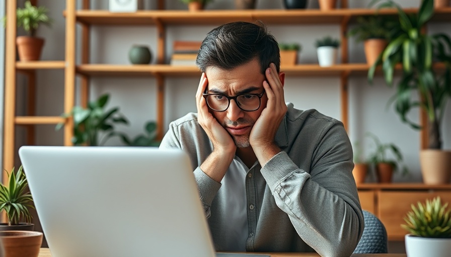 Frustrated man confused by Mozilla Firefox Terms of Use on laptop.