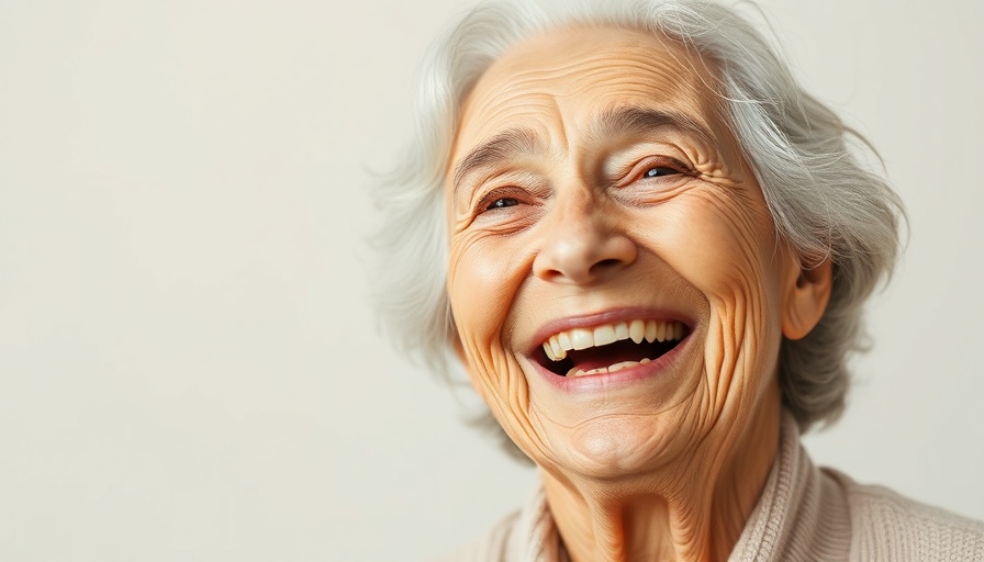 Joyful elderly woman portrait demonstrating positive life lessons.