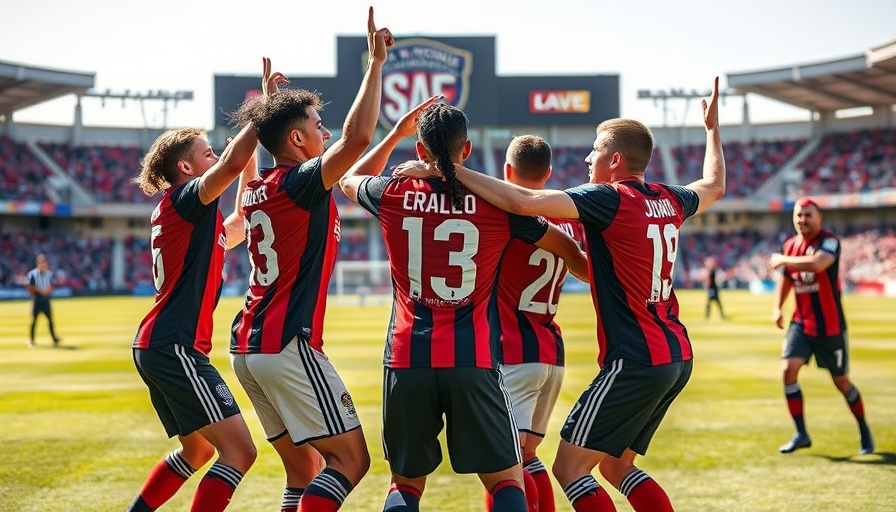 USL players celebrate mid-game with San Antonio FC logo in 2025.