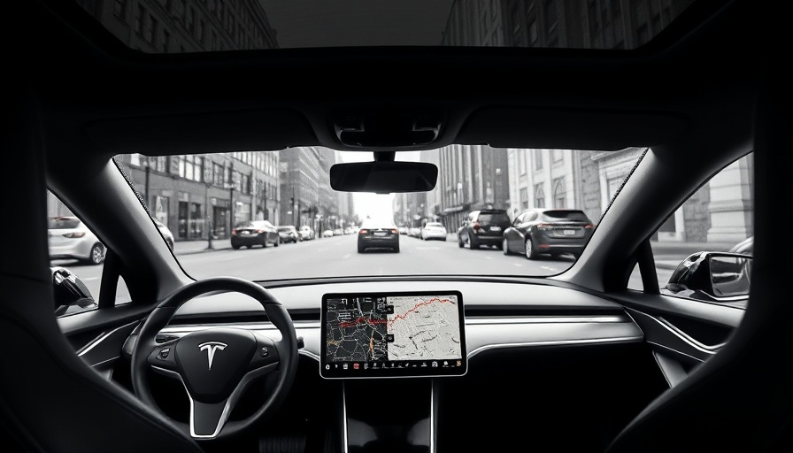 Tesla car interior with red financial graph depicting used Tesla prices deprecation.