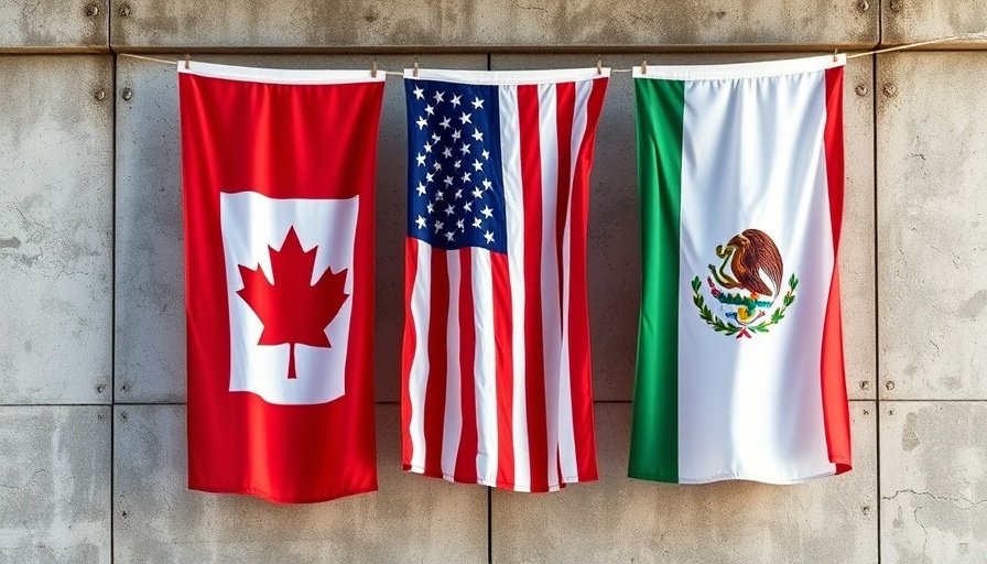 Flags of Canada, USA, and Mexico symbolizing Trump's tariffs impact.