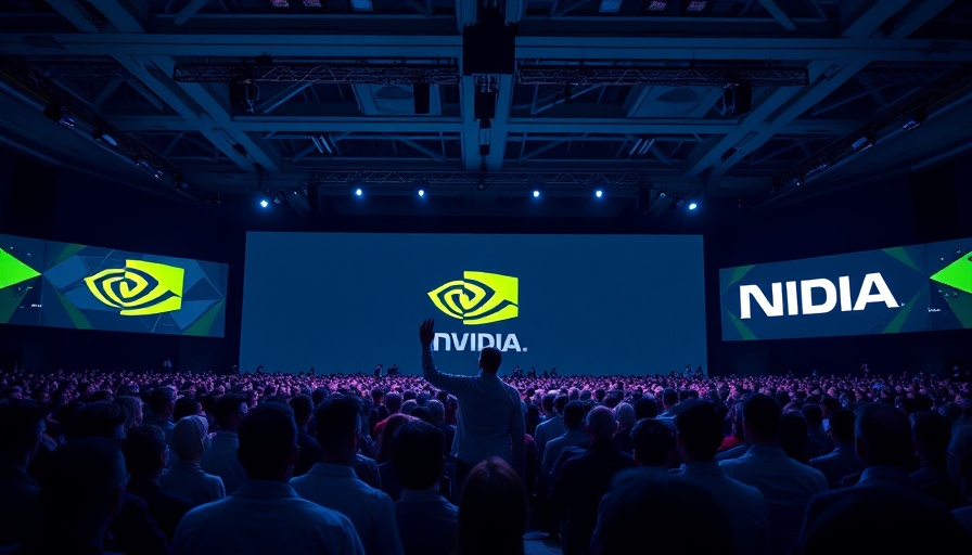 Nvidia stock tumbles as person presents on stage with logo.